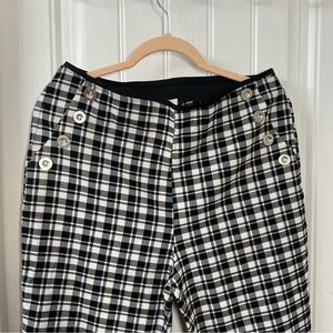 Plaid trousers with metal button detail pockets